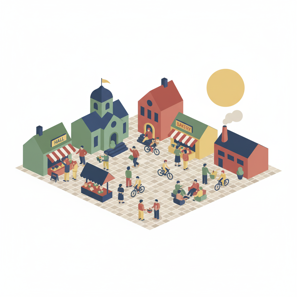 Un village vivant et durable utilisant des sites web respectueux de l'environnement